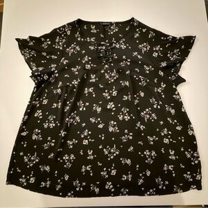 Torrid Black and White Floral Blouse